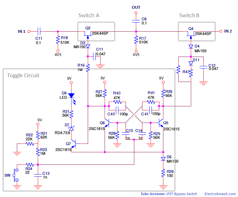 Tube Screamer Jfet Bypass Switch